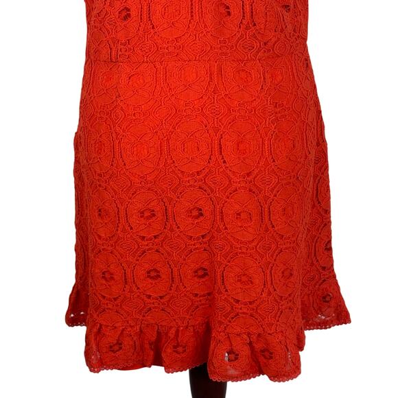 BETSEY JOHNSON EYELET V-NECK SLEEVELESS MINI DRESS IN SPICY ORANGE SIZE LARGE - Picture 5 of 16